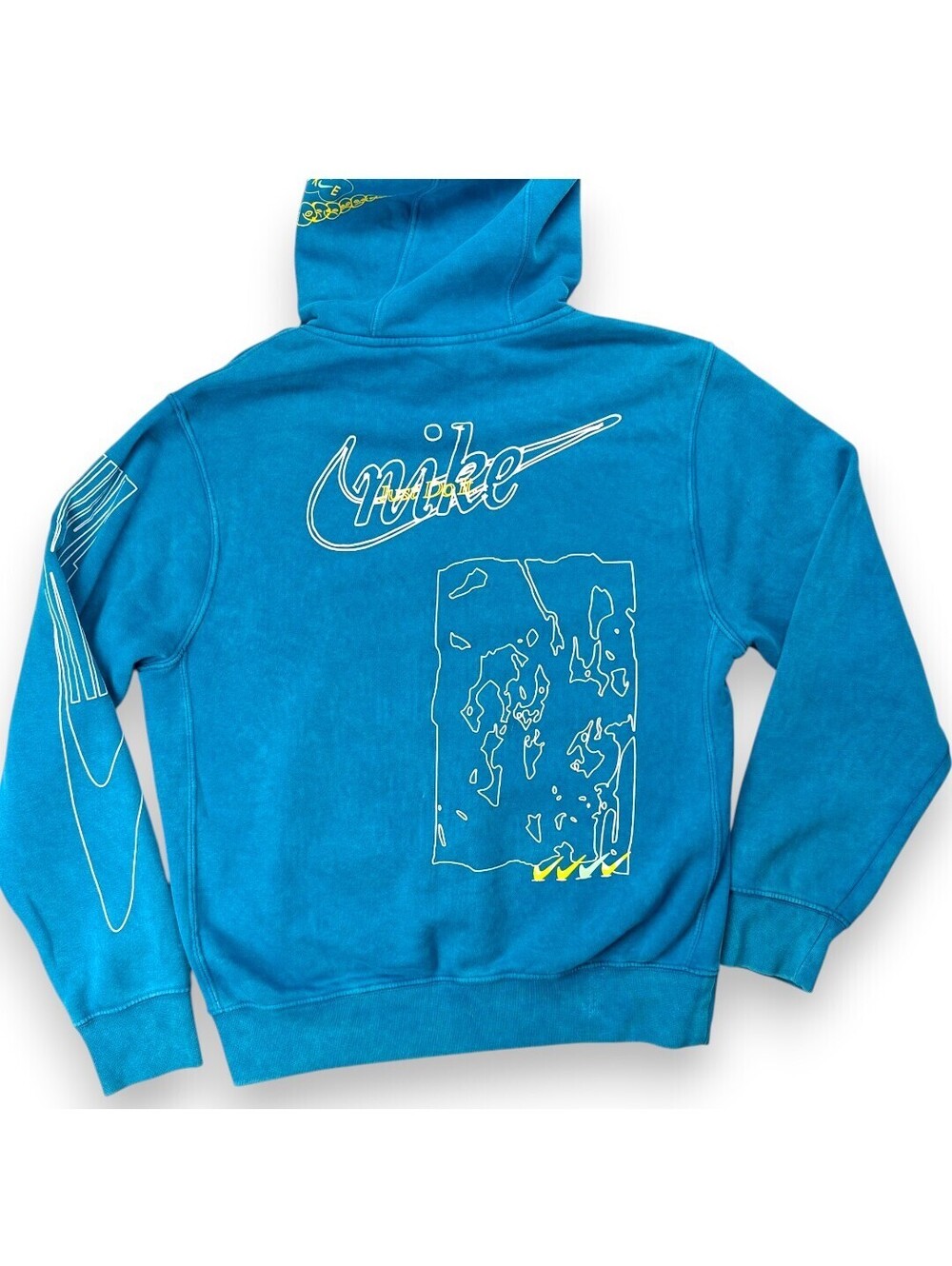 🥏 Hoodie Mens Small Blue Washed Pullover Sweatshirt Casual Streetwear Nike - Picture 14 of 14